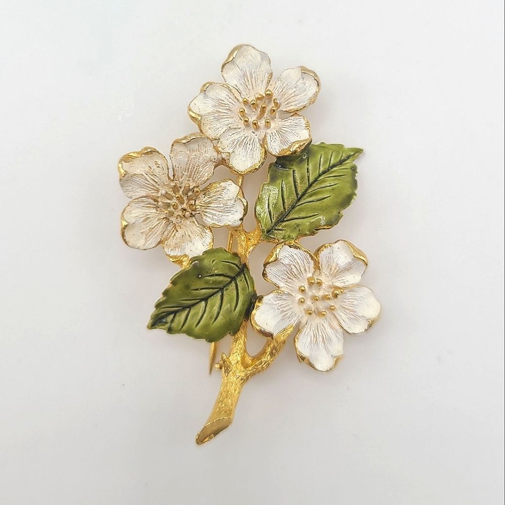 Vintage Rafaelian Floral Brooch Pin,  gold tone